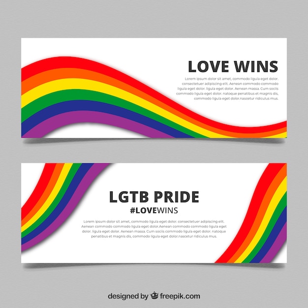 Banners De Orgullo Lgbt En Estilo Plano Vector Gratis