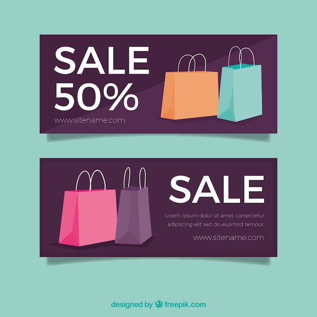 Banners De Rebajas Con Bolsas De Compra Vector Gratis 6858