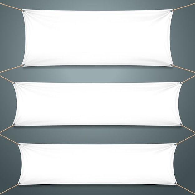 Banners De Textiles Blancos Vector Premium