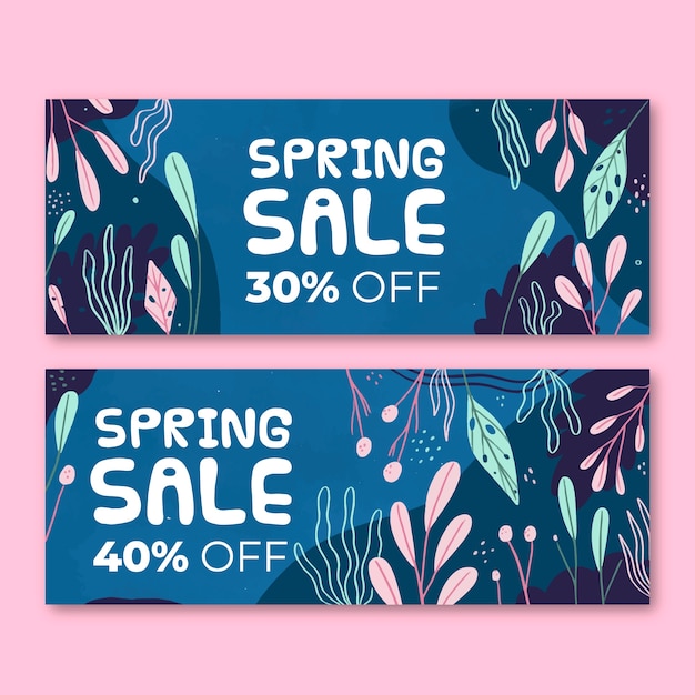 Banners De Venta De Primavera En Dise O Plano Vector Gratis