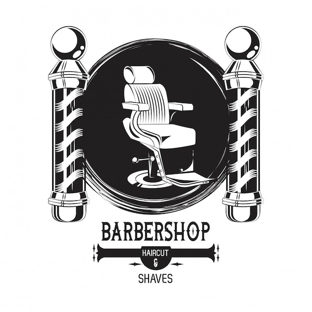 Barberia Vintage Emblema Blanco Y Negro Vector Premium