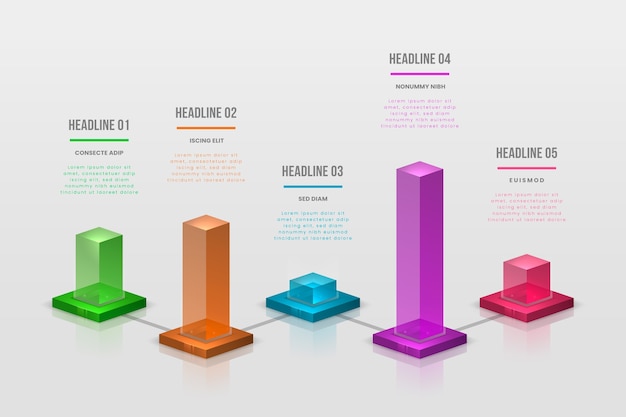 Barras de colores infografía Vector Premium