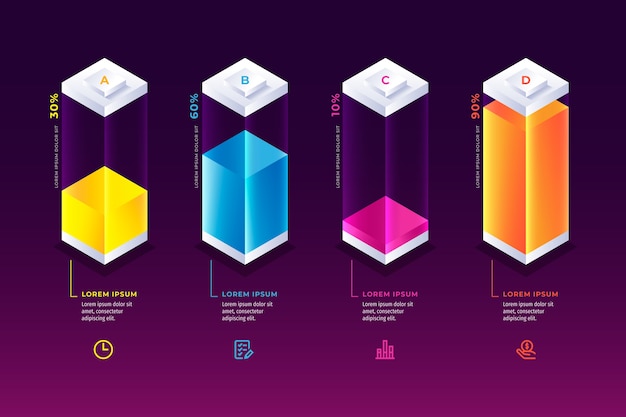 Barras de colores infografía Vector Gratis