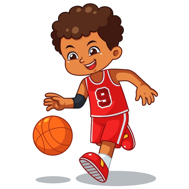 Basket ball boy realizando driblar. | Vector Premium