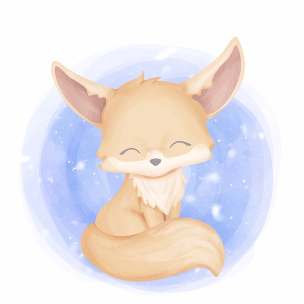 Bebe Fennec Fox Lindo Animal Vector Premium