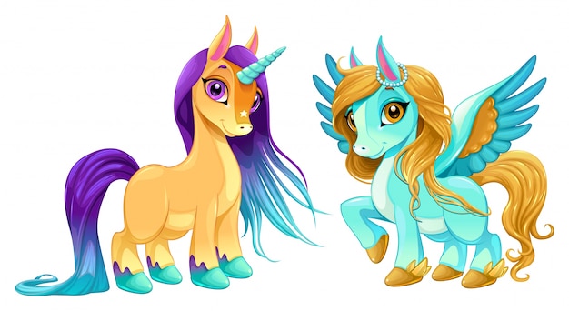 Bebé unicornio y pegaso con lindos ojos  Descargar 