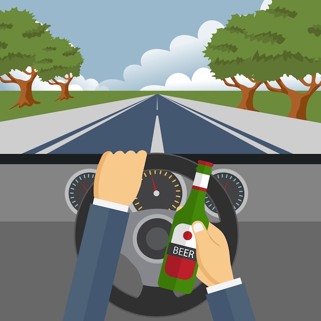 Beber Alcohol Y Conducir Concepto Vector Premium