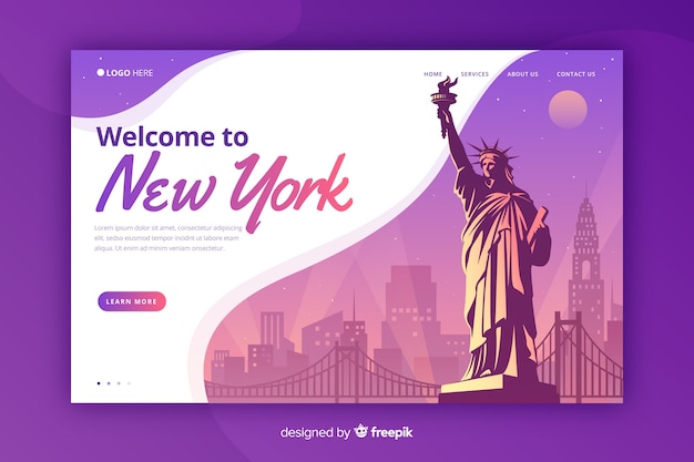 Bienvenido a la página de destino de nueva york vector gratuito