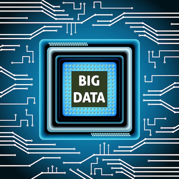 Big data microchip computadora electrónica cpu fondo vector illustration vector gratuito