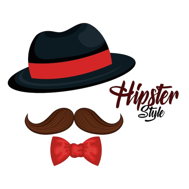 Bigote Y Sombrero De Estilo Hipster Vector Premium