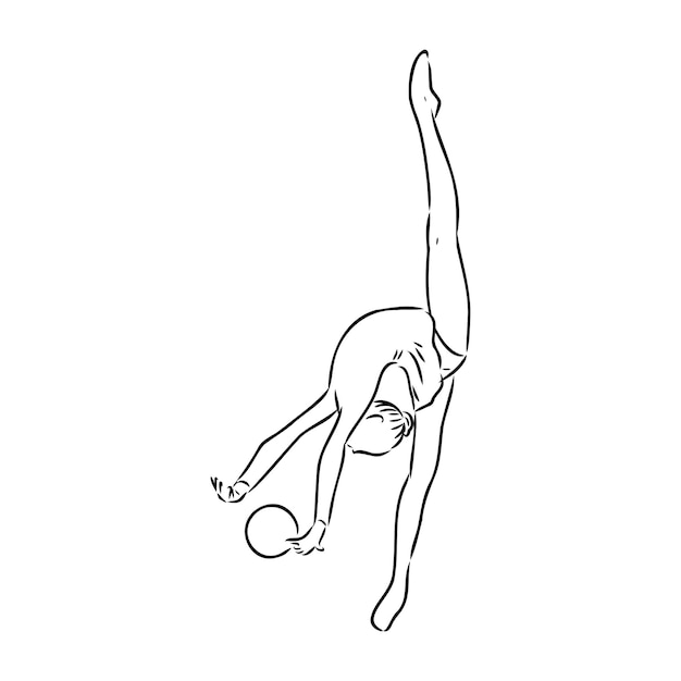 Boceto de vector de gimnasia rítmica banner minimalista de vector de competencia de gimnasia