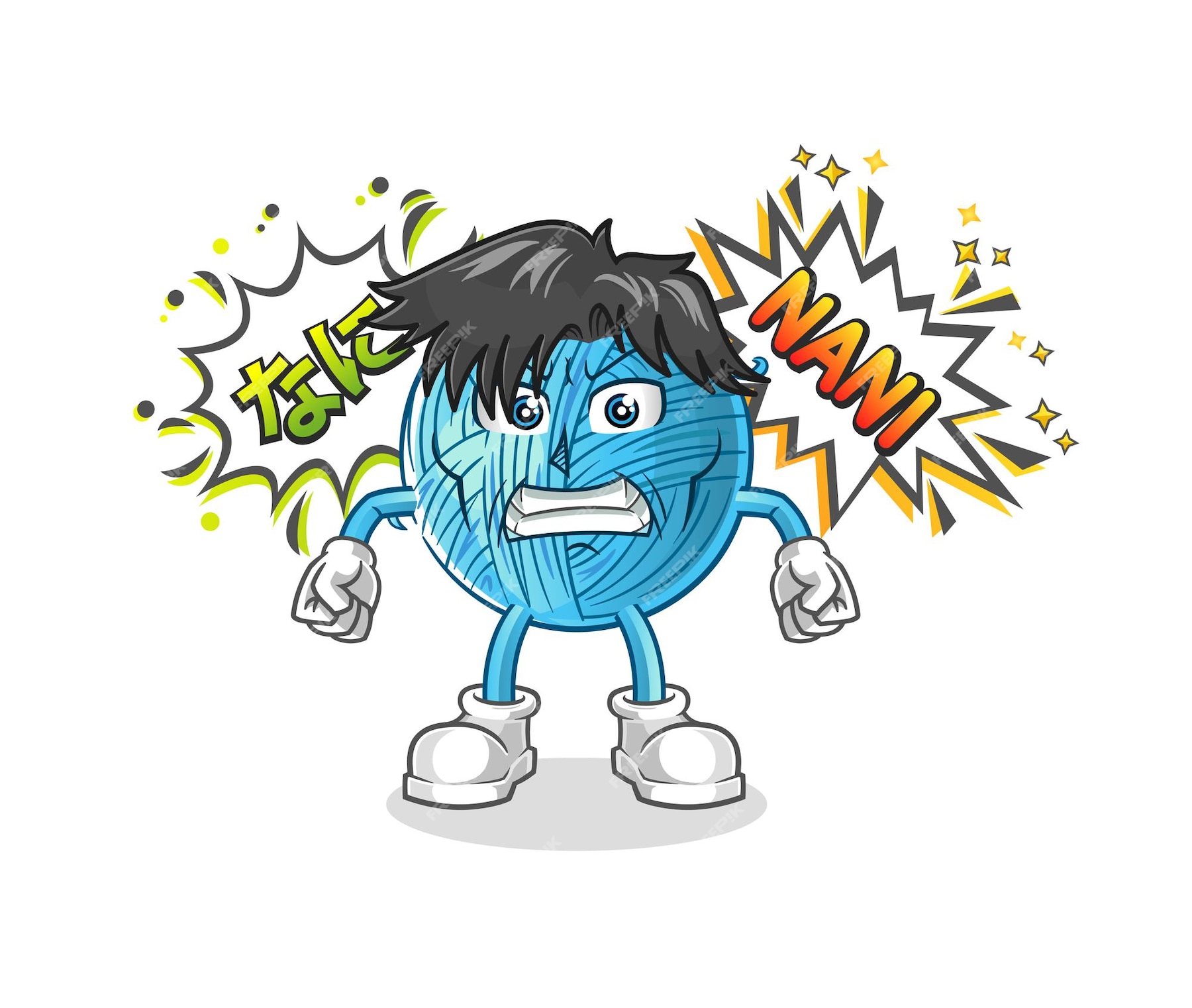 Bola de hilo anime vector enojado. personaje animado | Vector Premium