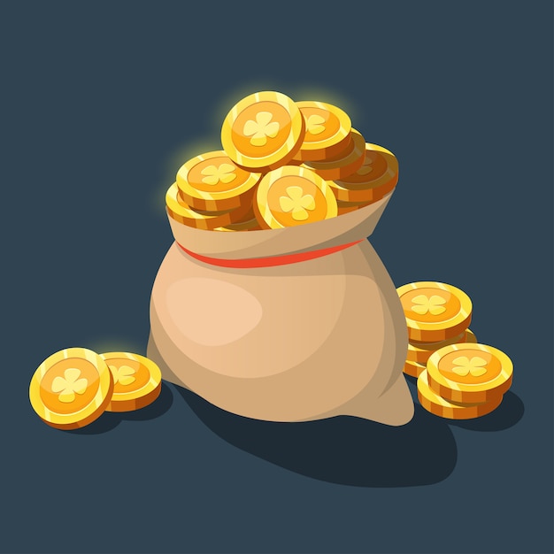 Bolsa De Monedas De Oro Bolsa De Dinero Para La Interfaz Del Juego Vector Premium