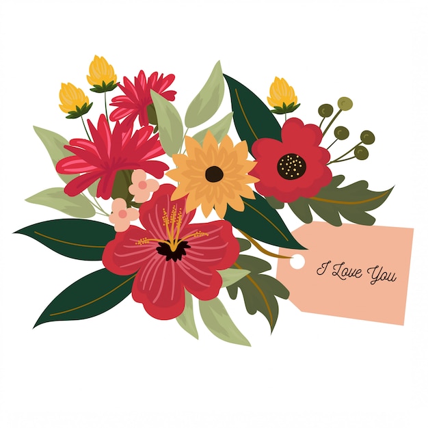 Bonito Arreglo Floral Para San Valentin Tarjeta De Boda Vector Premium