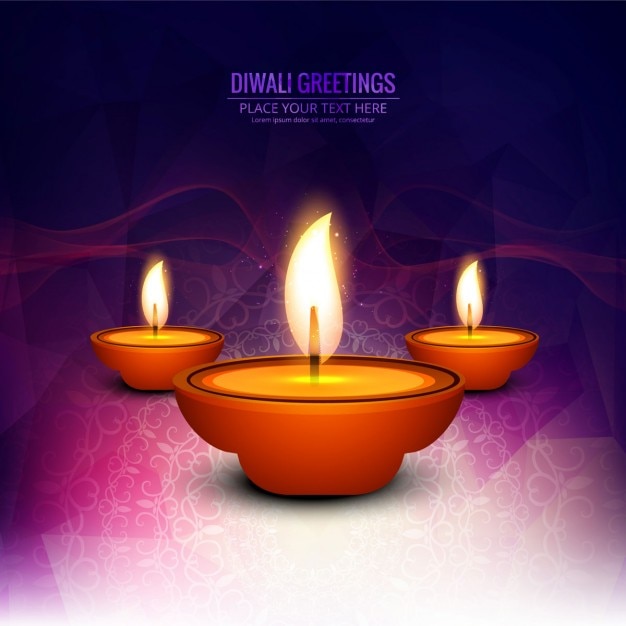 Bonito Fondo Abstracto P Rpura Con Velas Para Diwali Vector Gratis