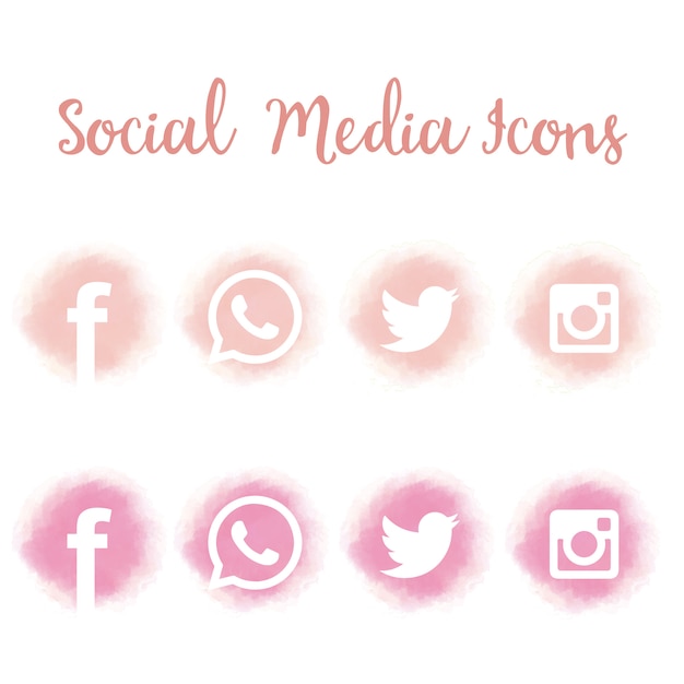 Bonitos Iconos De Redes Sociales En Acuarela Vector Gratis