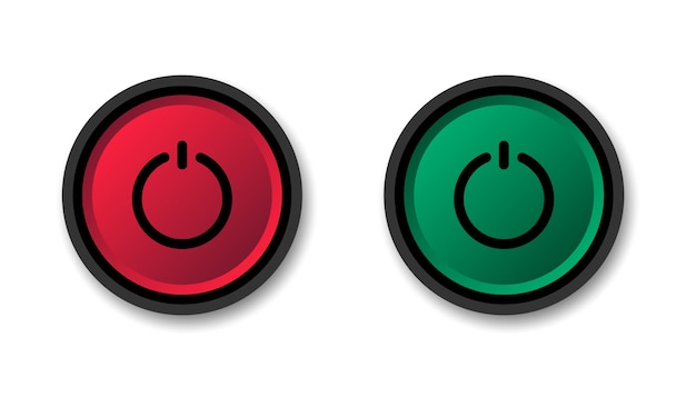 Botón De Encendido Y Apagado Arranque Y Pare Botones Redondos Rojos Y Verdes Vector Premium 6130