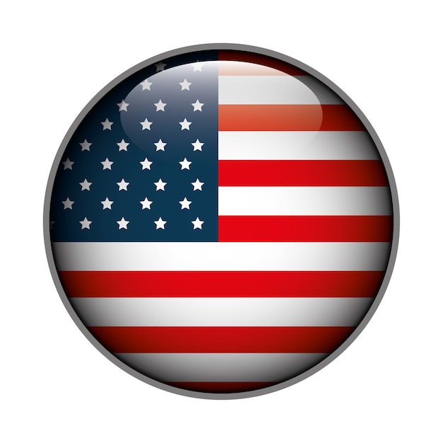 Botón Del Icono De La Bandera De Estados Unidos Aislado Vector Premium