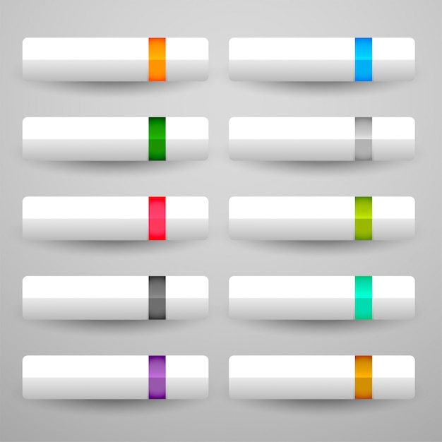 Botones blancos en diez colores brillantes. | Vector Gratis