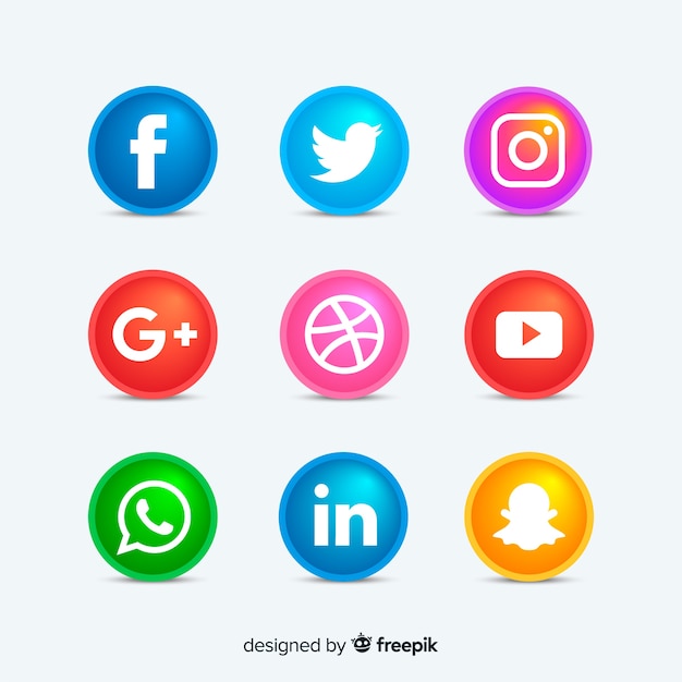 Botones redondos de iconos de redes sociales | Vector Gratis