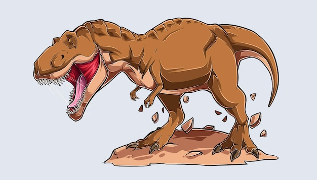 Brown Tyrannosaurus Rex Enojado Rugiendo Carnívoro Prehistórico Vector Premium 4600