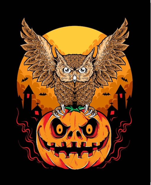 Búho halloween vector Vector Premium