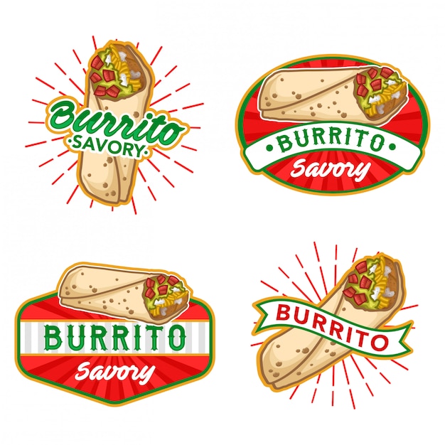 Burrito logo stock vector set | Vector Premium
