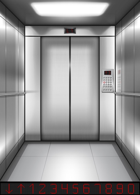 Cabina De Ascensor Realista Con Puertas Cerradas Dentro Vector Gratis