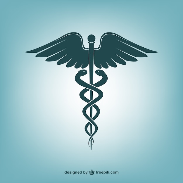 Caduceo médico de atención vector icono Vector Gratis