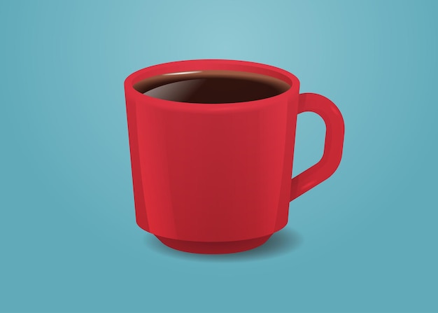 Café Realista En Taza Roja Bebida Caliente Americano Vector Premium 