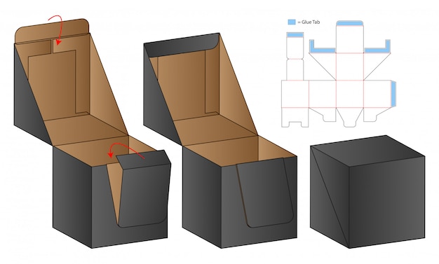 Caja de embalaje troquelado diseño de plantilla Vector Premium