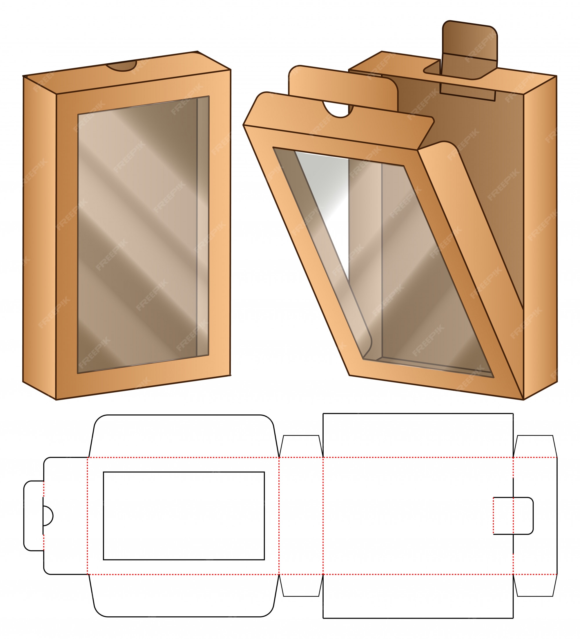 Caja De Embalaje Troquelado Plantilla 3d Vector Premium