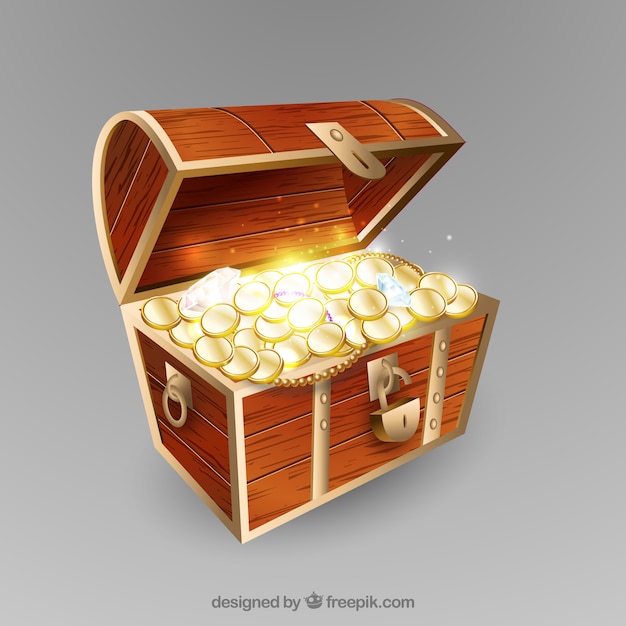 Caja del tesoro en estilo realista | Vector Gratis