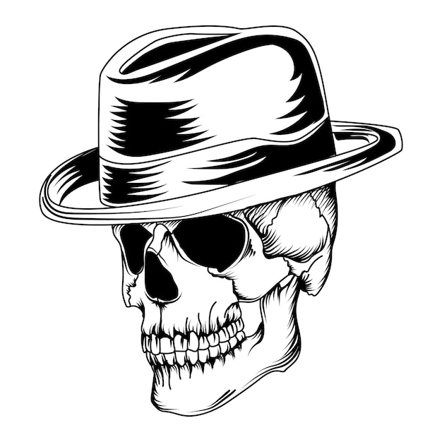 Calavera Con Sombrero De Vaquero Vector Premium