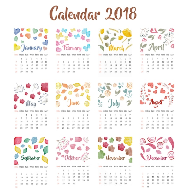 el calendario 2018