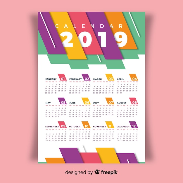 Calendarios 2019 para imprimir con diseño pincel Calendarios 2019 para imprimir con diseño pincel