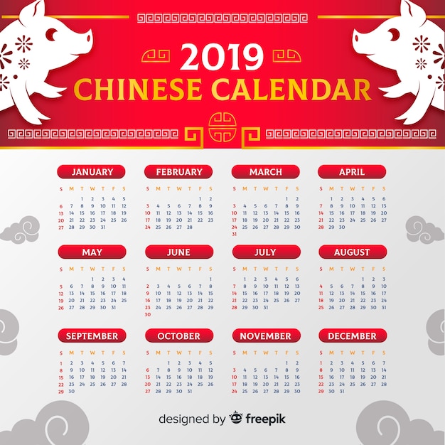 Calendario chino  Vector Gratis