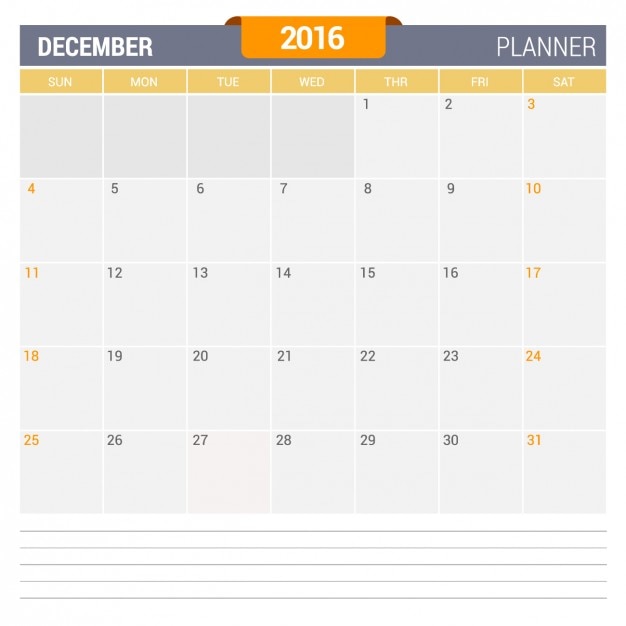 Calendario De Diciembre 2016 Vector Gratis 0584