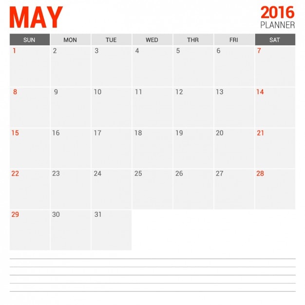 Mayo Calendario 2016