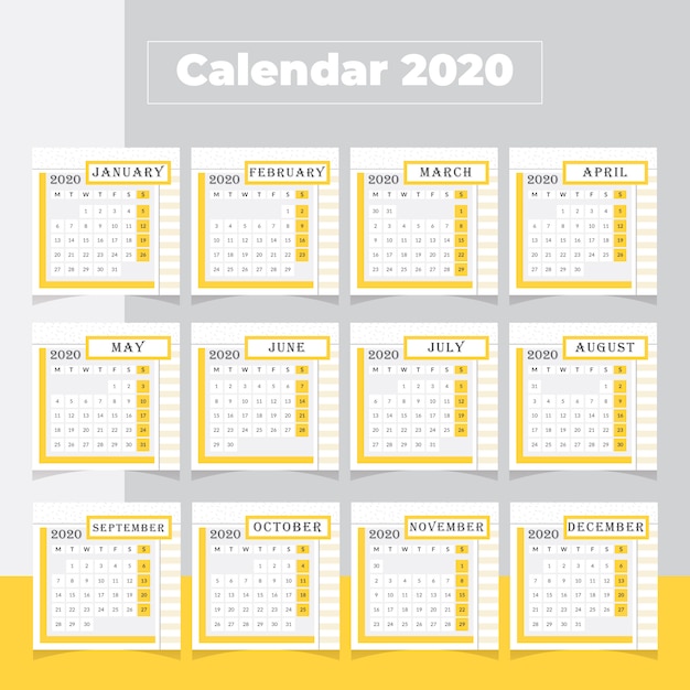 Calendario mínimo 2020 Vector Premium