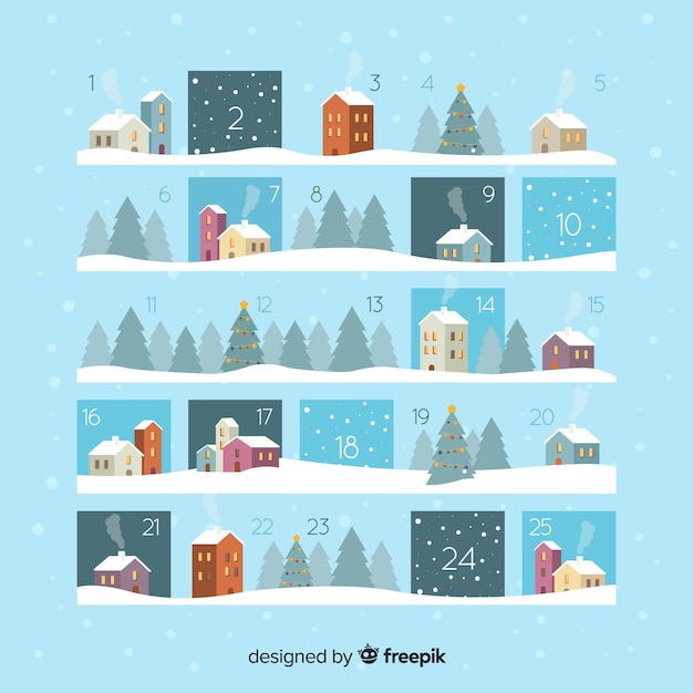 Calendario De Navidad Con Estilo Adorable Vector Gratis