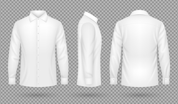 Camisa blanca masculina en blanco con mangas largas en la parte