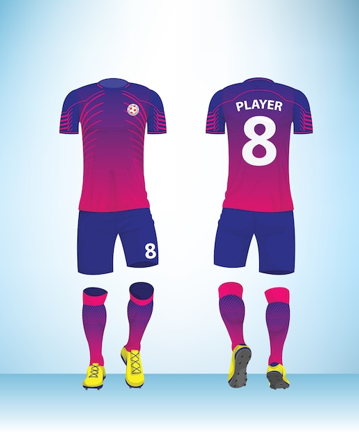 Camiseta de fútbol color rosa azul simulacro | Vector Premium