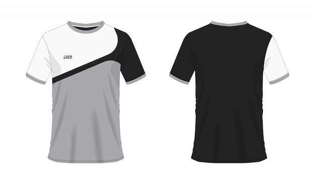 Camiseta gris y negro plantilla de fútbol o fútbol para el club del equipo sobre fondo blanco ...