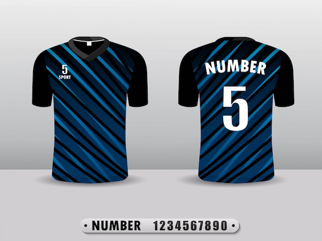 Camiseta negra y azul del club de fútbol de diseño deportivo. | Vector  Premium
