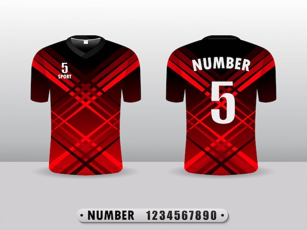 Camiseta negra y roja del club de fútbol de diseño deportivo. | Vector  Premium