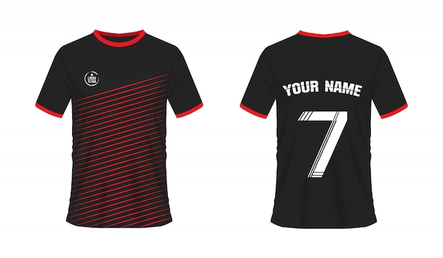 Camiseta roja y negra de fútbol o plantilla de fútbol para el club del  equipo | Vector Premium