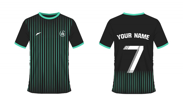 Camiseta verde y negro plantilla de fútbol o fútbol para el club del equipo  | Vector Premium