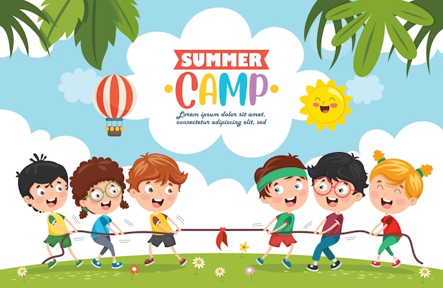 Campamento de verano para niños | Vector Premium