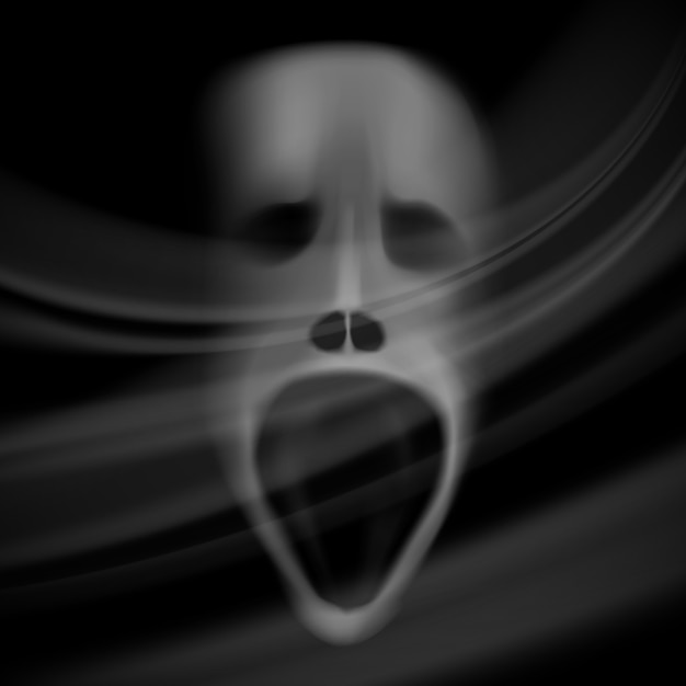 Cara De Fantasma Craneo Borroso Fondo De Terror Con Sombras Vector Gratis